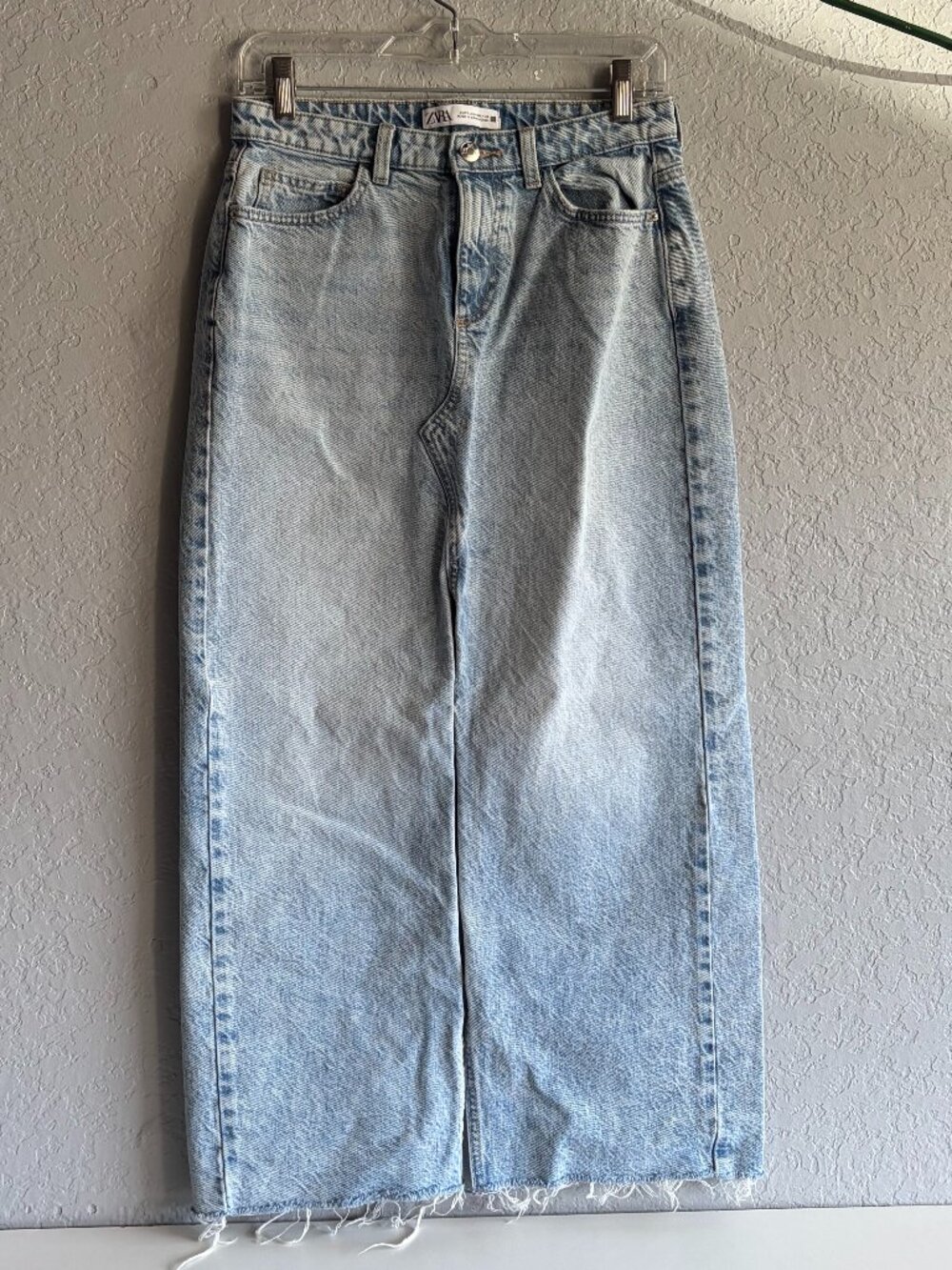 Zara Light Wash Denim Maxi Skirt